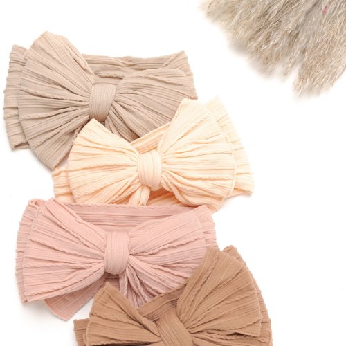 Big Bow Baby Headband, Large Bow Girls Head Wrap, Infant Bow, Baby Girl Hair Bows, Toddler Bows, Nylon Cable Knit Bow Headband EVA