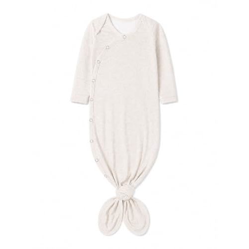 Copper Pearl Baby Gown - Knotted Newborn Sleepers for Baby Boy and Girl, Soft Stretchy Long Sleeve Infant Gowns with Bottom Tie and Hand Mittens, Perfect Hospital Coming Home Outfit (Oat)
