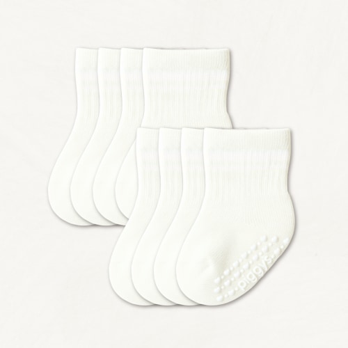 Newborn Gripper Crew Socks 4-Pack (0-3 Months) - Bone
