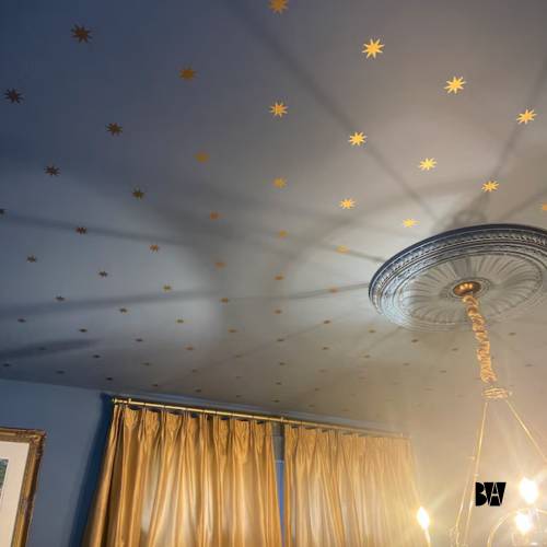 Gold Ceiling Decals. 2 Inch Stars. 8 Point Star Decals. Geometric Wall Decor. Star Decals. Nursery Decor. Star Decals. Blue Ceiling Decals.
