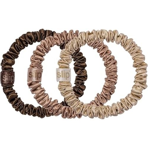SLIP Amazon Exclusive Skinny Scrunchies: Anti-Crease, Anti-Breakage Slipsilk™ Design Protects Delicate Hair | Includes 3 Pure Silk Scrunchies, Basics