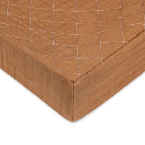 Babyletto Burnt Sienna Quilted Muslin Changing Pad Cover, GOTS Certified Organic Cotton