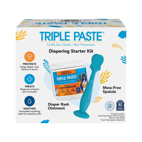 Triple Paste Diaper Rash Cream 16oz with Spatula Bundle, Zinc Oxide Ointment for Sensitive Skin