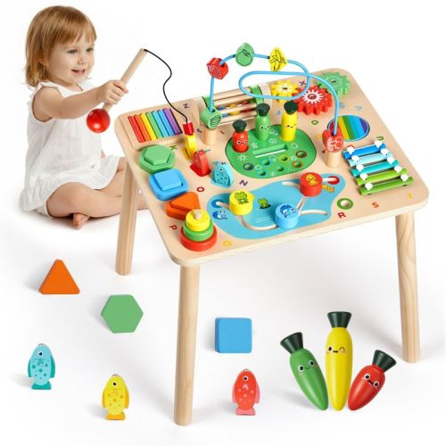 13-in-1 Wooden Toddler Activity Table Montessori Learning Desk for Kids 6-36 Months