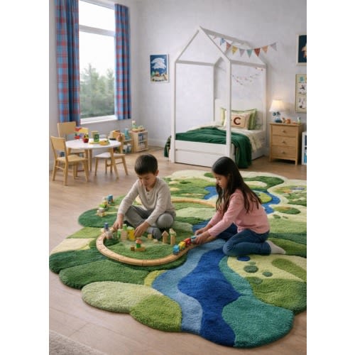 Handmade Wool Kids Rug – 3D Nature Adventure Play Mat
