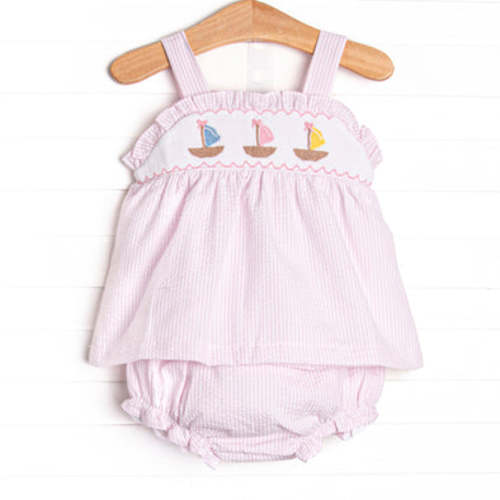 Ocean Adventure Smocked Diaper Set, Pink – Stitchy Fish