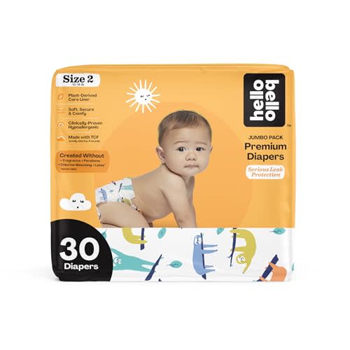 Hello Bello Premium Baby Diapers Size 2, 30 Count of Disposable, Extra-Absorbent, Hypoallergenic Diapers with Snug and Comfort Fit, Sleepy Sloth