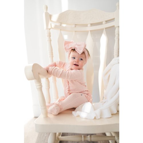 Ruffle Zipper One Piece - Pink Pointelle - Harp Angel Boutique