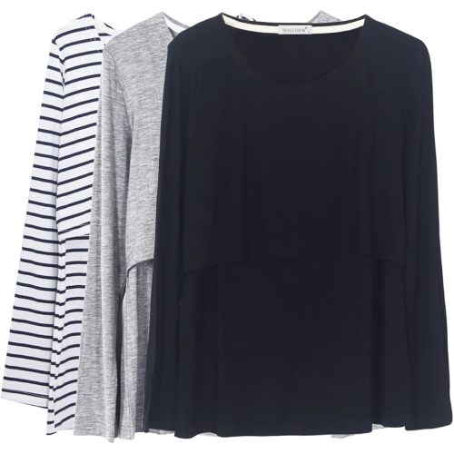 Smallshow Women's Maternity Nursing Top Long Sleeve Breastfeeding Shirt Clothes