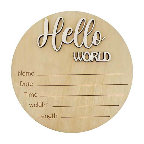 White Wooden Newborn Sign Birth Announcement Board With Engraved Design Natural Solid Wood For Nursery Decor Photo Prop Baby Keepsake Gift 5.90X5.90X0.31In 0.04Lb