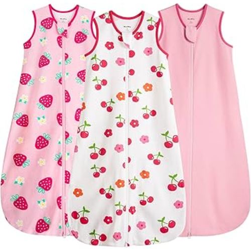 Baby Sleep Sack 6-12 Months 100% Cotton 0.5 Tog Baby Wearable Blanket for Infant, 3 Pack Breathable Soft Lightweight Sleep Sacks with 2-Way Zipper