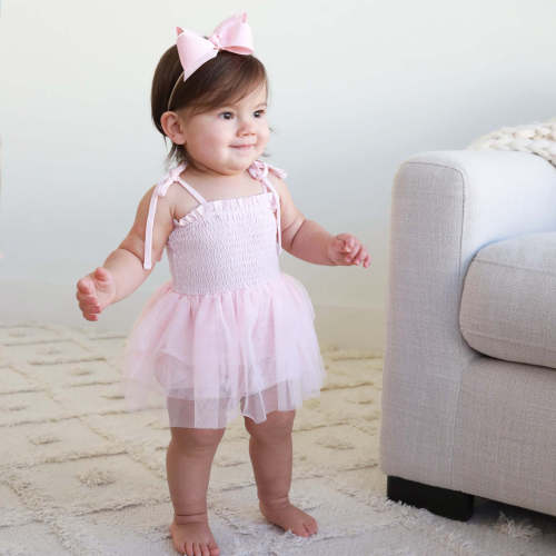 Smocked Tutu Bodysuit | Blush