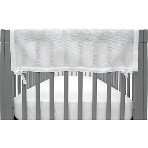 BreathableBaby Breathable Mesh Crib RailGuard Teething Cover, White, 27” Short Panel (2-Pack)