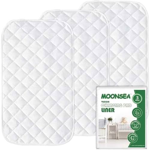 Amazon.com: Diaper Changing Pad Liners White, 13"x 26" Inch, 3 Pack | Non-Slip, Waterproof Terry Mat, Quilted Absorbent Bassinet Liners Washable, Reusable Portable Changing Table Pad Rectangle