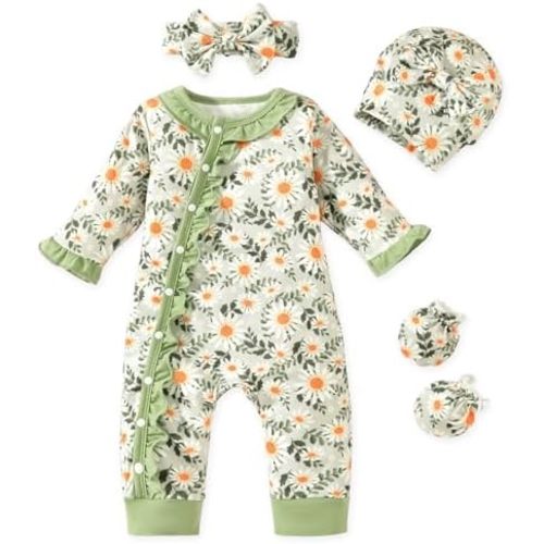 Aalizzwell Baby Girls Romper Outfit Fall Winter Clothes with Accessories