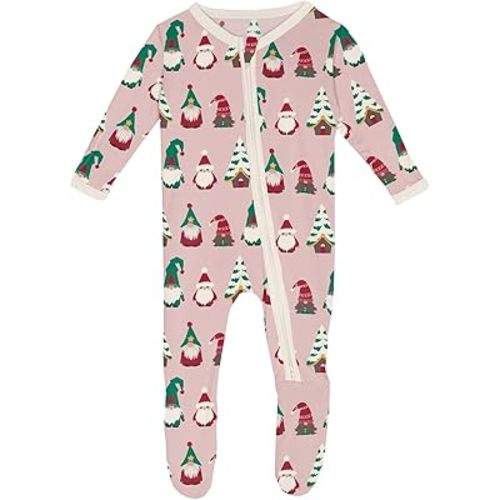KicKee Zip-Up Footie for Babies & Toddlers – Viscose from Bamboo Sleepwear with Built-In Hand Covers and Grippy Feet