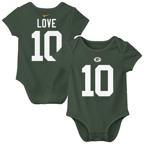 Newborn & Infant Green Bay Packers Jordan Love Nike Green Player Name & Number Bodysuit