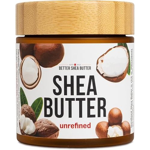 Raw Shea Butter – 100% Pure Unrefined African Shea Butter | Moisturizer for Dry Skin, Face, Hair & Scalp | DIY Body Butter, Lip Balm & Soap Base | Smoky Scent (8 oz Jar)