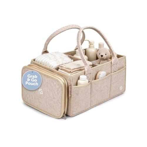 Jool Baby Tag-Along Diaper Caddy – Nursery Storage Organizer for Newborn Essentials – Lightweight & Portable, Large Capacity (Oatmeal)