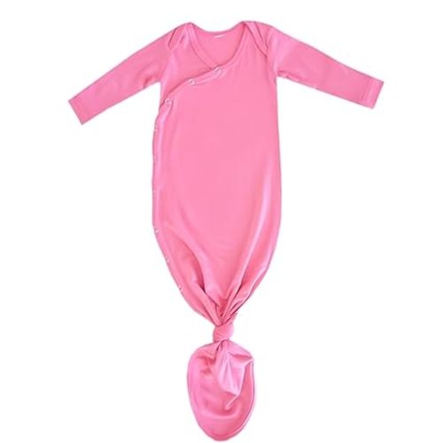 Copper Pearl Baby Gown - Knotted Newborn Sleepers for Baby Boy and Girl, Soft Stretchy Long Sleeve Infant Gowns with Bottom Tie and Hand Mittens, Perfect Hospital Coming Home Outfit (Clover)