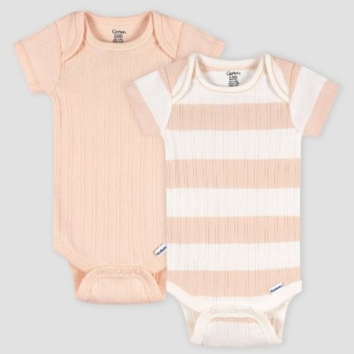 Gerber Baby 2pk Striped Onesie - Pink 0-3M