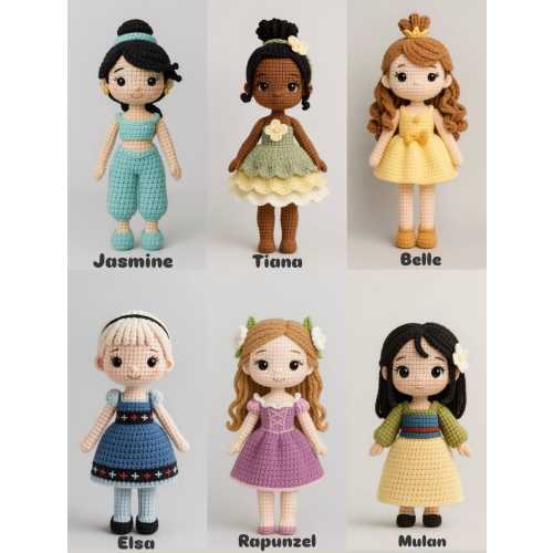 Personalized Princess Crochet Doll, Handmade Fairytale Plush Toy, Custom Amigurumi Gift, Keepsake Toy for Girls