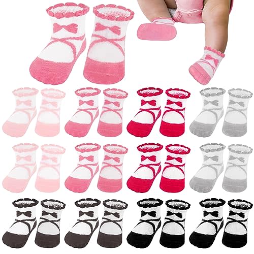 Toulite 12 Pairs Preemie Socks Baby Girls Boys Premature Ruffle Turn Cuff Cotton Sock Hospital NICU for Preemie Newborn