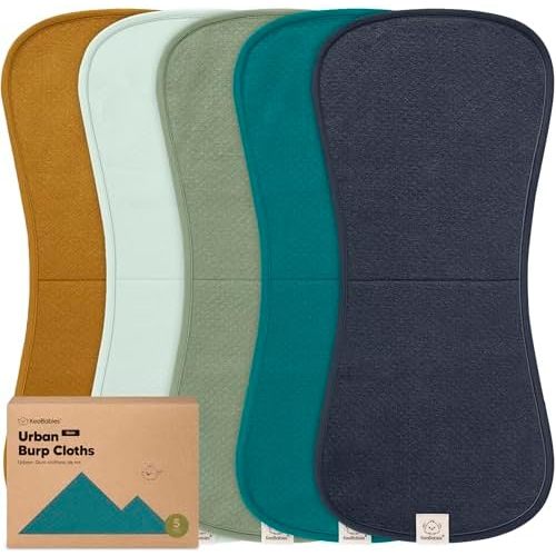 Organic Burp Cloths Baby Boy & Girl, 5-pack Cotton Burp Rags (Eclipse/Quin)