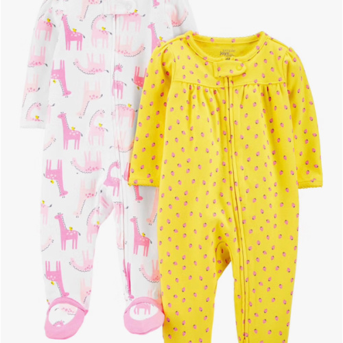 Simple Joys by Carter's Baby Girls' Cotton Footed Sleep and Play, Pack of 2