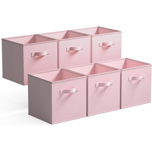 GRANNY SAYS 11 Inch Cube Storage Bins, 6-Pack Storage Cube Organizer, Pink
