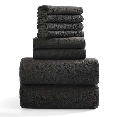 Jessy Home 8 Piece Home Collection Ultra Soft Cozy Towels 700 GSM Black Plush Towel Set