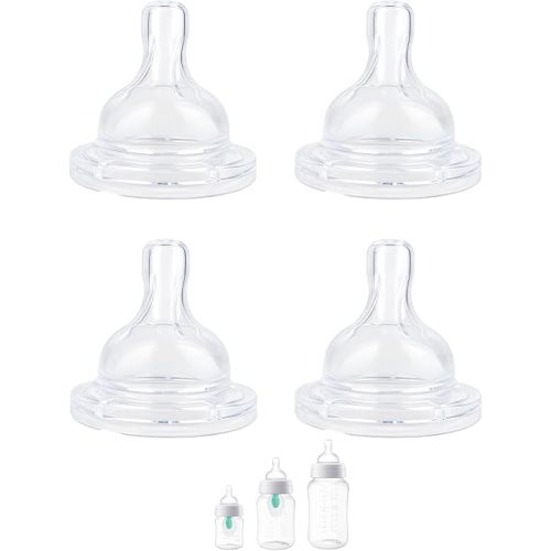 Replacement Nipples Compatible with Philips Avent Anti-Colic Baby Bottles, Soft Silicone Baby Bottle Nipples, Flow 2, 1m+, Slow Flow, BPA Free, Dishwasher Safe, 4 Pack