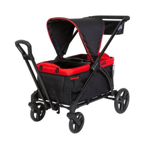 Baby Trend Tour 2-in-1 Push or Pull Stroller Wagon, 2-Seater w/ Canopy, Mars Red