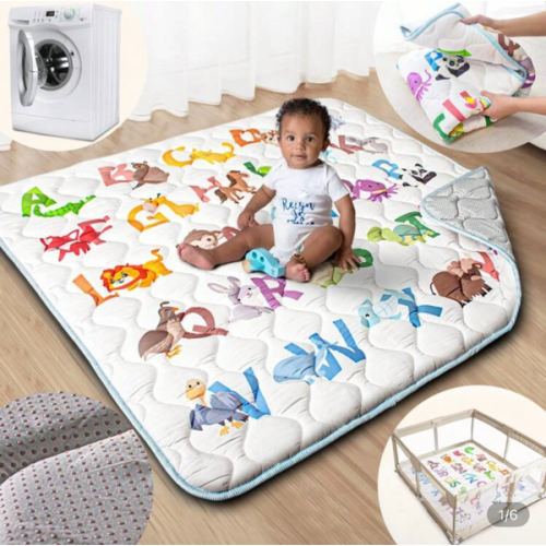 Baby Play Mat, 50x50 Playpen Mat With Super Soft Touch, Activity Mat With Upgraded Anti-Slip Bottom, Machine Washable Crawling Mat For Floor & Picnic