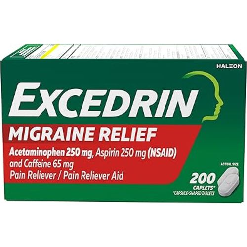 Excedrin Migraine Relief Caplets to Alleviate Migraine Symptoms - 200 Count