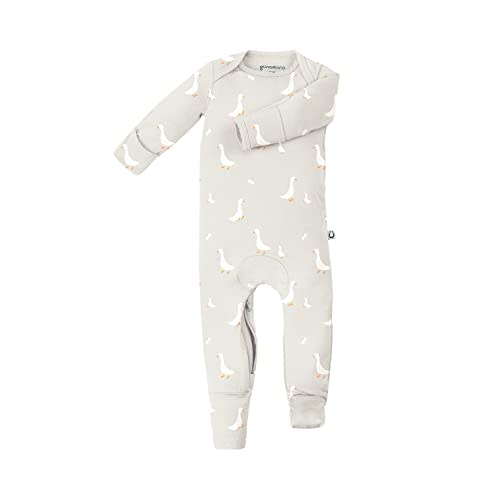 GUNAMUNA Convertible Baby Footie Pajamas, 2-in-1 Romper with Diaper-ZiP, Fold-Over Mittens & Cuffs