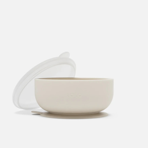 Suction Bowl + Lid - Oatmeal