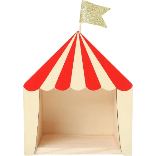 Circus Cabin House Shelf Wooden Decorative Storage Box for Kids Room Desktop Organizer Nursery Party Decor 6.81X5.90X3.66In