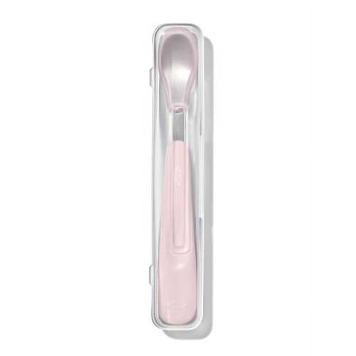 OXO Tot Baby Travel Feeding Spoon with Soft Silicone for 6+ Months - Blossom