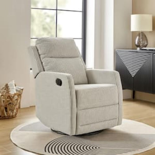 Ana White Modern Stripe Upholstered 360° Swivel Rocker Recliner