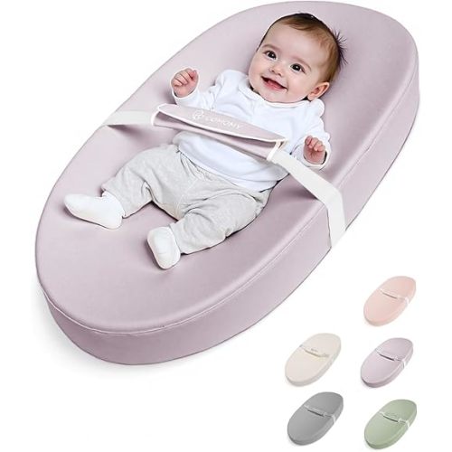 COMOMY Baby Changing Pad with Wipeable & Waterproof PU Cover, Contoured Diaper Changing Pad for Dresser with Non-Slip Safety Belt, Portable and Lightweight, Large Cushioned Foam, Lavender