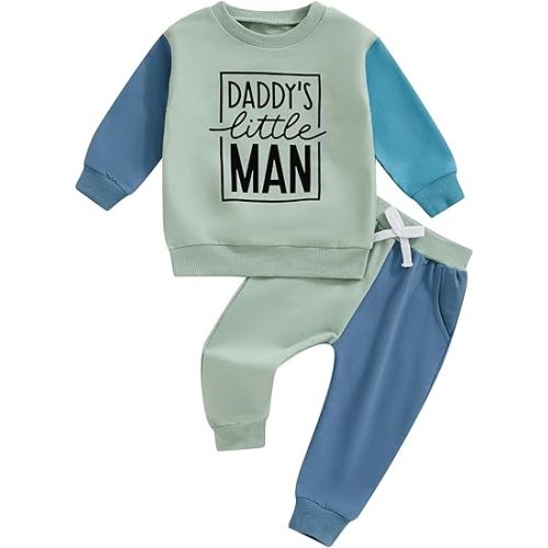 Toddler Boy Outfit Mama's Little Man Long Sleeve Sweatshirt And Pants Set Infant Baby Boy Fall Winter Clothes