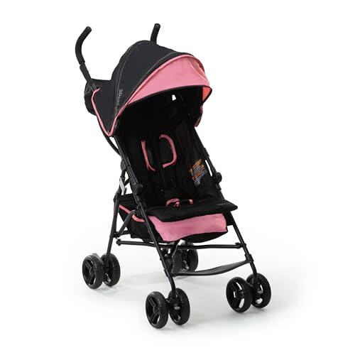 Ingenuity 3D Mini Convenience Stroller – Lightweight Stroller with Compact Fold, Multi-Position Recline, Canopy with Pop Out Sun Visor and More – Umbrella Stroller for Travel, Pink