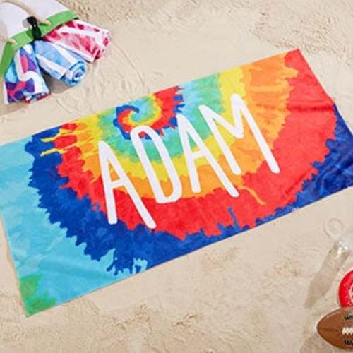 Tie-Dye Fun Personalized 35x72 Beach Towel