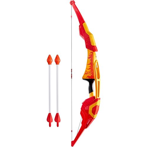 Nerf Pyrostrike Megabow, 42-Inch Bow Fires Arrows Up to 105 Feet, 2 Arrows with Soft Tips, Kids Outdoor Toys, Ages 10+ (Amazon Exclusive)