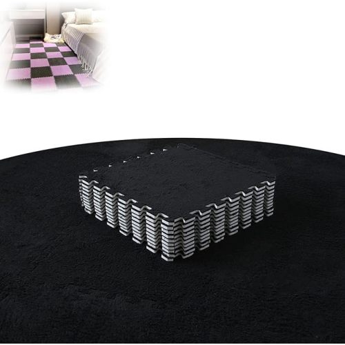 Milk Velvet Patchwork Rugs, Carpet Puzzle Mats for Floor, Interlocking Carpet Tiles, Plush Puzzle Foam Floor Mat, Carpet Squares with Padding Attached (C,10pcs)