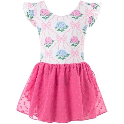 Funnycokid Ballet Leotard for Girls Dance Leotards with Skirt Toddler Ruffle Sleeve Ballerina Outfit