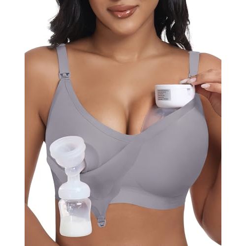 As Fairy Wireless Seamless Pumping Bra Hands Free Nursing Bra Wirefree Comfort Wearable Breast Pump Bra