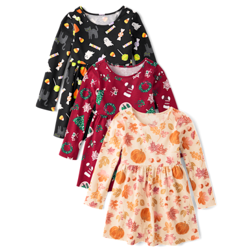Toddler Girls Holiday Fit And Flare Dress 3-Pack - Multi