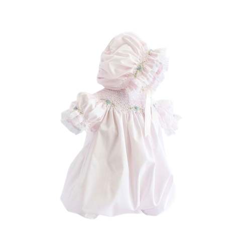 Candice Pink Handsmocked Bubble and Bonnet